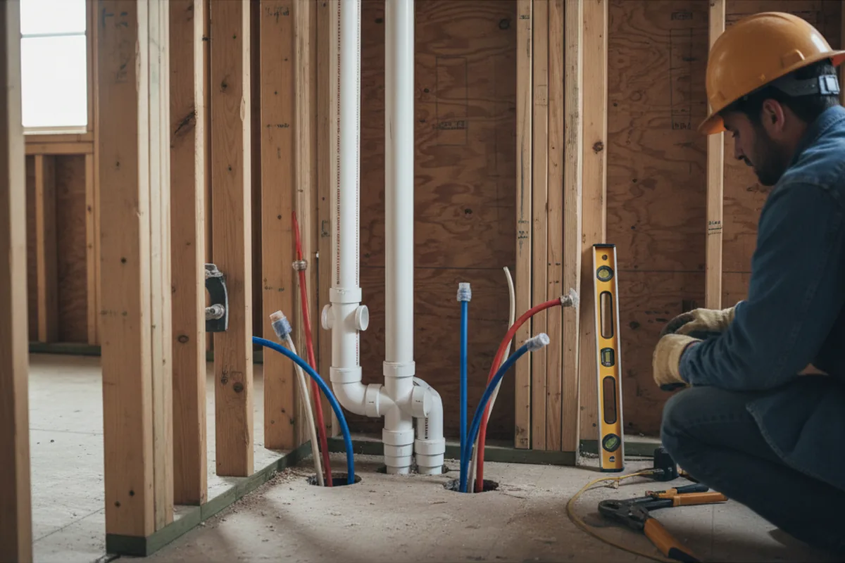 Drain and supply rough-in during Garbage Disposal Repair in Penn Laird